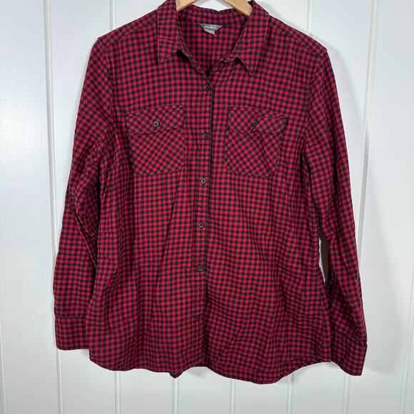 Eddie Bauer Flannel Womens Shirt XL Buffalo Checkered Button Up Long Sleeve - Picture 1 of 8